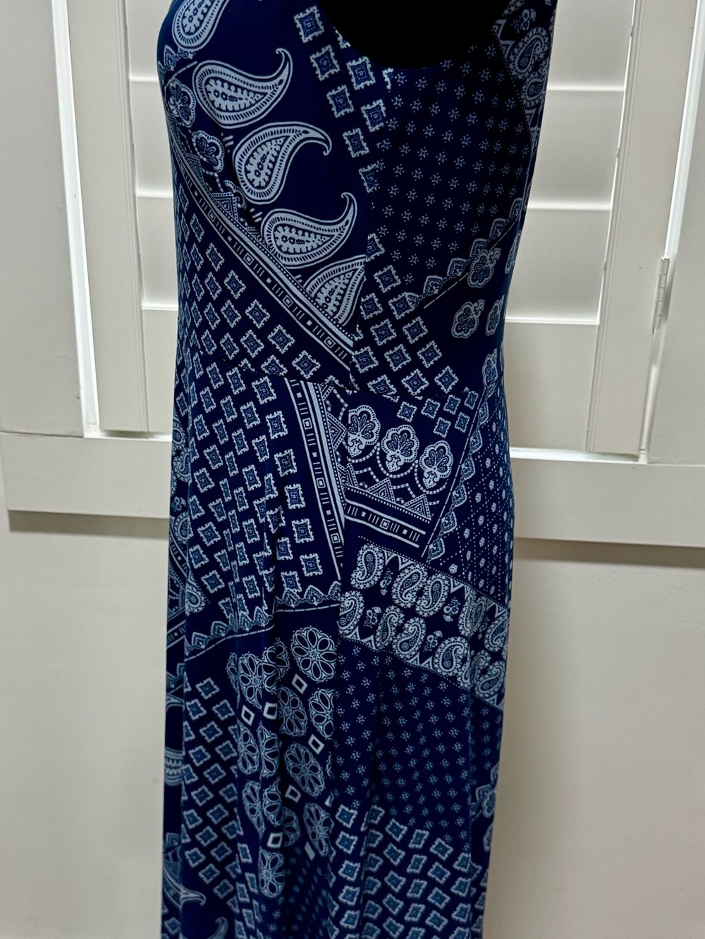Lauren Ralph Lauren Bandana Patchwork Maxi Dress Blue Size 8 - Picture 7 of 8